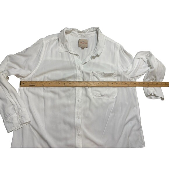 Casa Cabana Long Roll Tab Sleeves Women's 1X White Button Down 100% Rayon - Picture 9 of 16